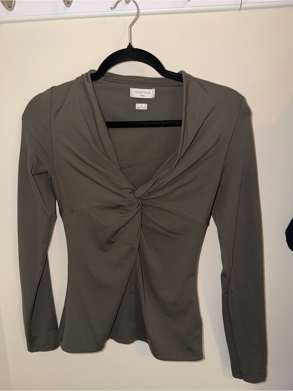 Aritzia Olive Twist-Knot Long Sleeve Top